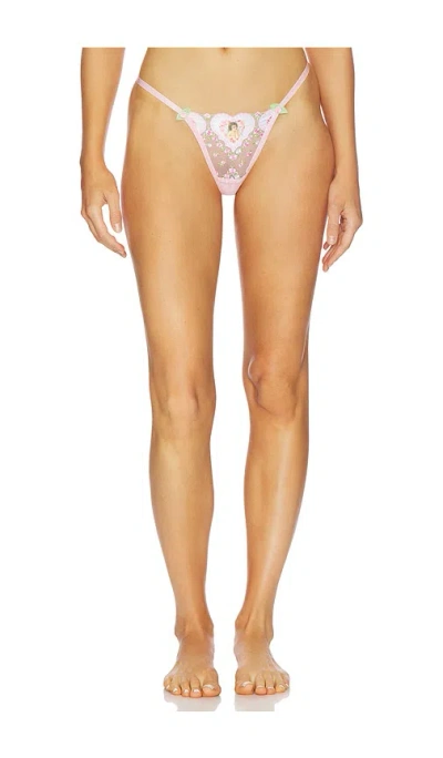 For Love & Lemons Cherub Love Thong Panty In Pink
