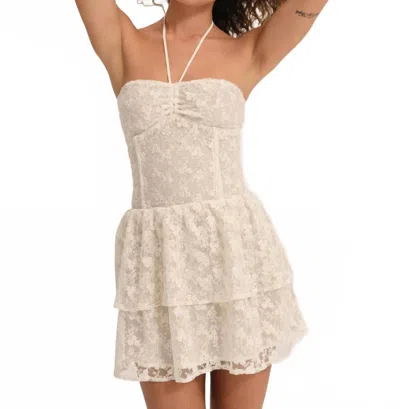 For Love & Lemons Ciao Lace Mini Dress In White