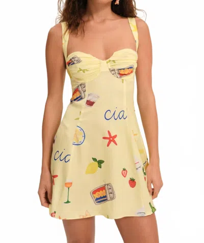For Love & Lemons Ciao Mini Dress In Yellow