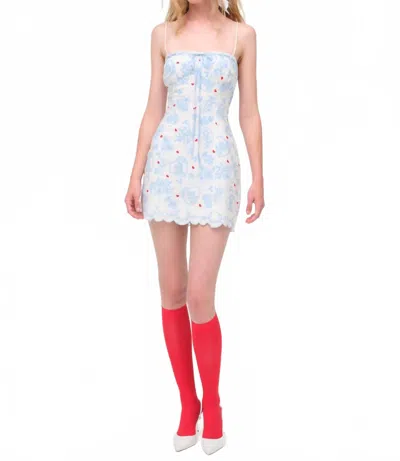 For Love & Lemons Claire Mini Dress In White In Blue