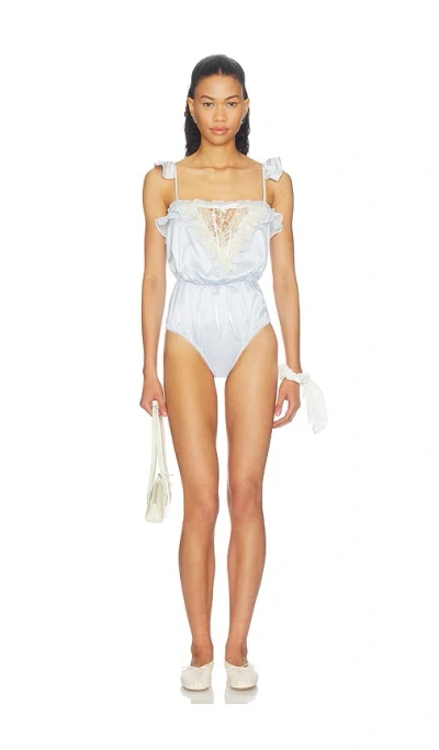 For Love & Lemons Cleo Romper In Blue