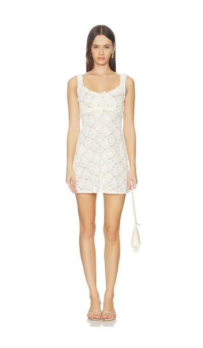 For Love & Lemons Cloud Lace Slip Dress In White