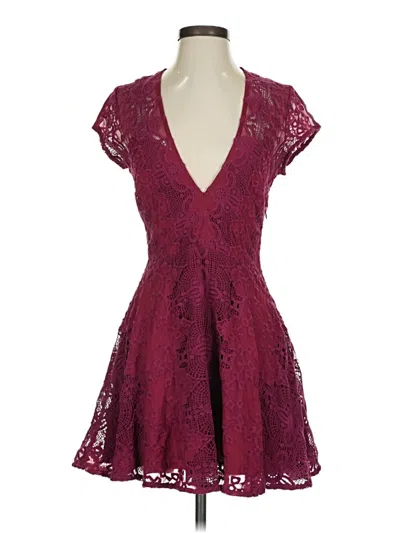Pre-owned For Love & Lemons Cocktail Dress In Burgundy