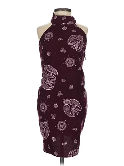 Pre-owned For Love & Lemons Cocktail Dress In Burgundy