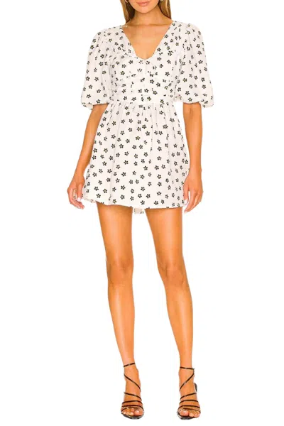 For Love & Lemons Connie Daisy Seersucker Mini Dress In Ivory In White