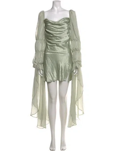 Pre-owned For Love & Lemons Cowl Neck Mini Dress In Green
