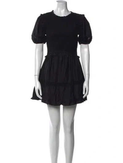 Pre-owned For Love & Lemons Crew Neck Mini Dress In Black