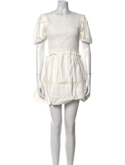 Pre-owned For Love & Lemons Crew Neck Mini Dress In Neutrals
