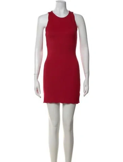 Pre-owned For Love & Lemons Crew Neck Mini Dress In Red