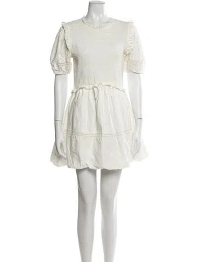 Pre-owned For Love & Lemons Crew Neck Mini Dress In White