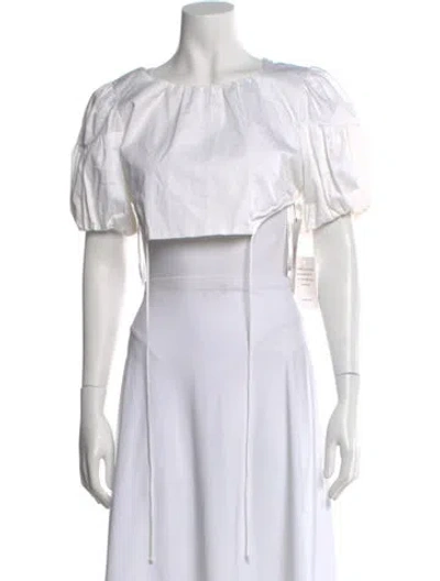 Pre-owned For Love & Lemons Crew Neck Short Sleeve Crop Top W/ Tags In White
