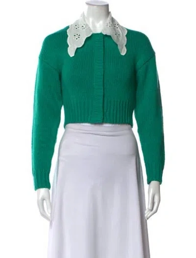 Pre-owned For Love & Lemons Crew Neck Sweater In Green