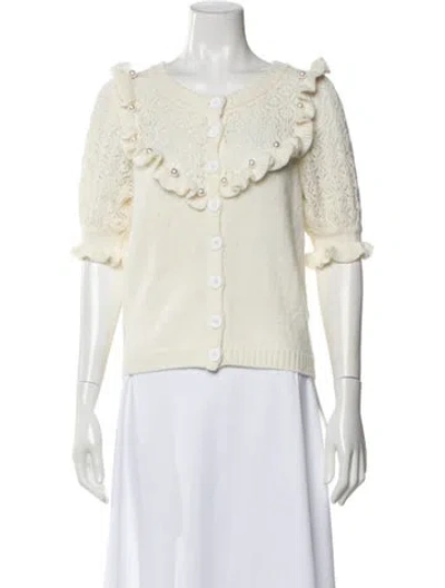 Pre-owned For Love & Lemons Crew Neck Sweater In White