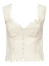 For Love & Lemons Crochet-lace Buttoned-up Top In Neutral