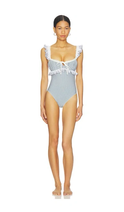 For Love & Lemons Daisy Lane One Piece Swimsuit In Blue