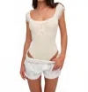 For Love & Lemons Daniela Knit Bodysuit In Cream White In Neutral