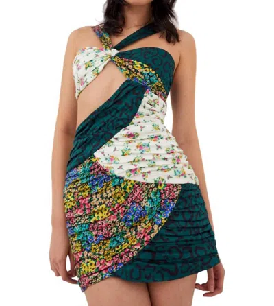 For Love & Lemons Darlene Mixed Pattern Dress In Multi