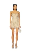 For Love & Lemons Dazzle Me Slip Dress In Gold