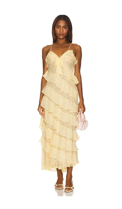 For Love & Lemons Debby Maxi Dress In Neutral