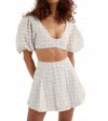 For Love & Lemons Denise Mini Skirt In White In White