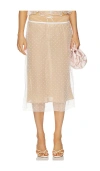 For Love & Lemons Devon Dot Midi Skirt In White