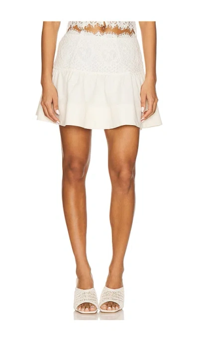 For Love & Lemons Doily Lace Mini Skirt In White