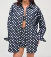 For Love & Lemons Dolly Dot Button Down In Indigo In Blue