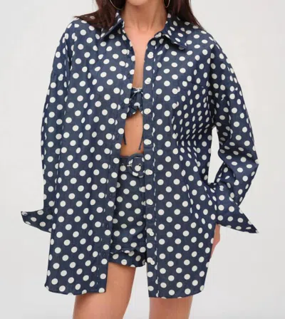 For Love & Lemons Dolly Dot Button Down In Indigo In Blue