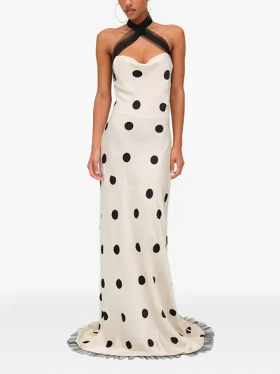 For Love & Lemons Dorothy Dot Halterneck Maxi Dress In Neutral