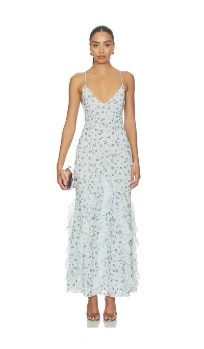 For Love & Lemons Elea Beaded Maxi Dress In Blue