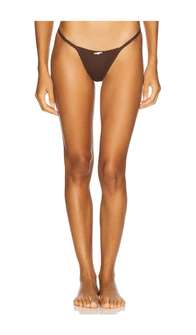 For Love & Lemons Elliana Thong Panty In Brown