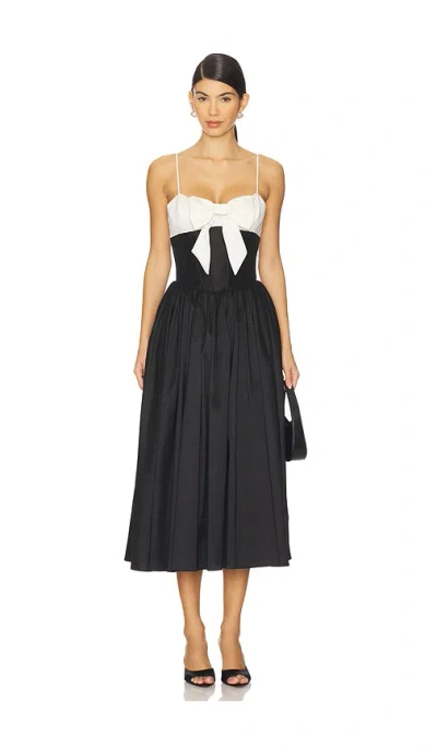 For Love & Lemons Emalie Midi Dress In Black