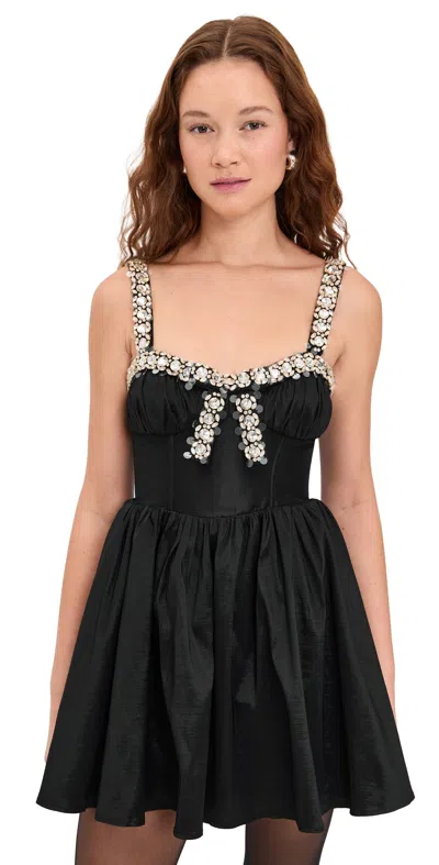 For Love & Lemons Emalie Taffeta Mini Dress Black