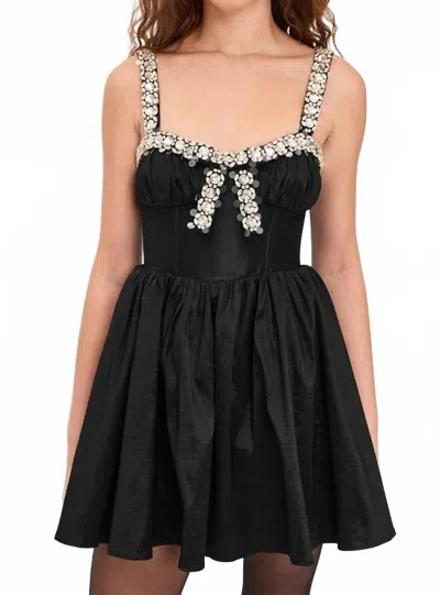 For Love & Lemons Emalie Taffeta Mini Dress In Black