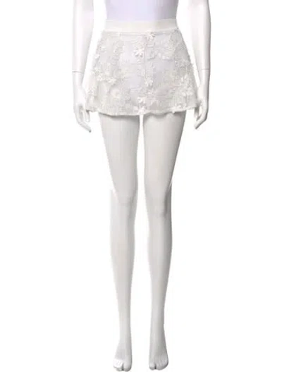 Pre-owned For Love & Lemons Embroidered Accent Mini Skirt In Neutral
