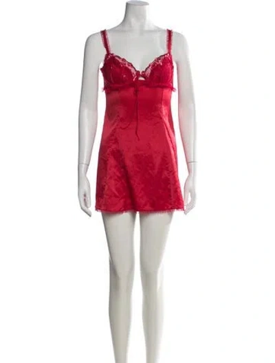 Pre-owned For Love & Lemons Embroidered Accent Nightgown In Red