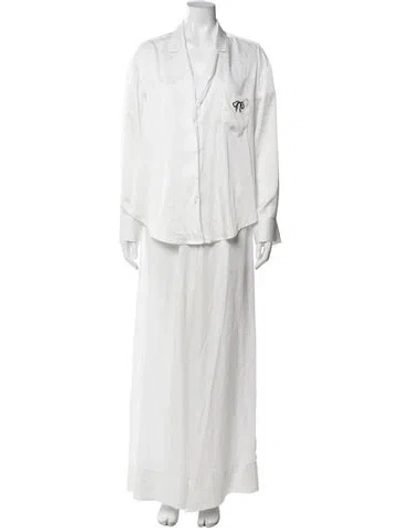 Pre-owned For Love & Lemons Embroidered Accent Pant Set In White