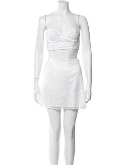 Pre-owned For Love & Lemons Embroidered Accent Skirt Set In White