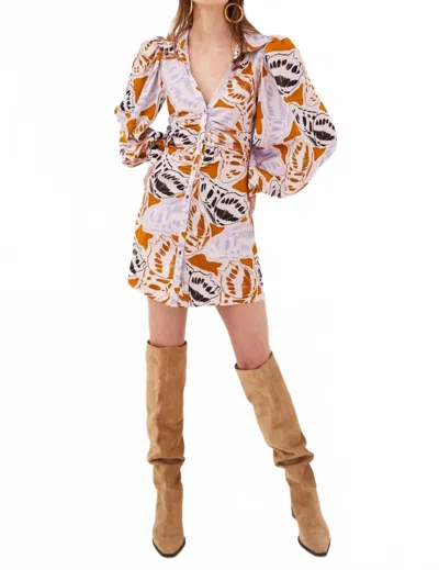 For Love & Lemons Esmeralda Mini Dress In Orange In Multi