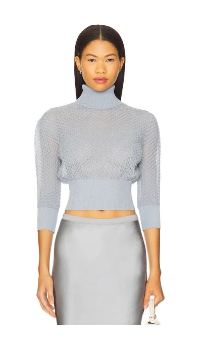 For Love & Lemons Eva Pointelle Sweater In Blue