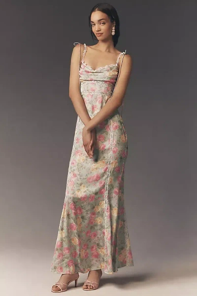 For Love & Lemons Exclusive:  Courtney Satin Maxi Dress In Multi