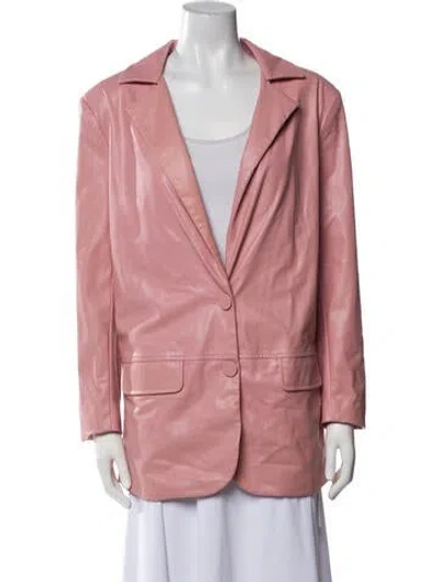 Pre-owned For Love & Lemons Faux Leather Blazer In Pink