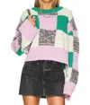 For Love & Lemons Finley Knit Sweater In Green In Multi