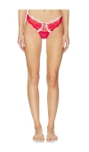 For Love & Lemons Fiona Lace Thong Panty In Red