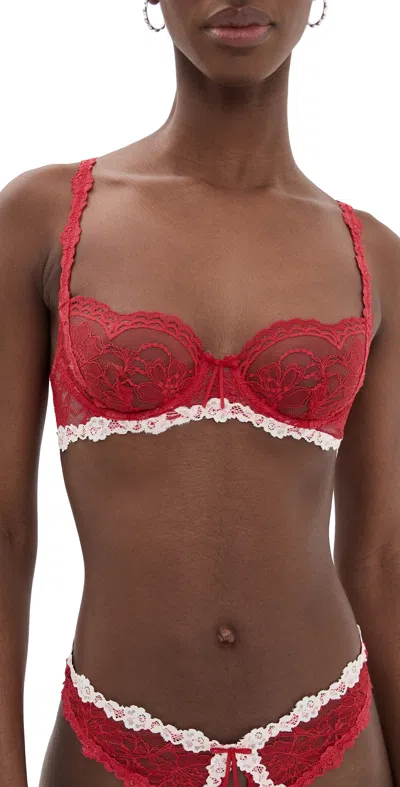 For Love & Lemons Fiona Lace Underwire Bra Red
