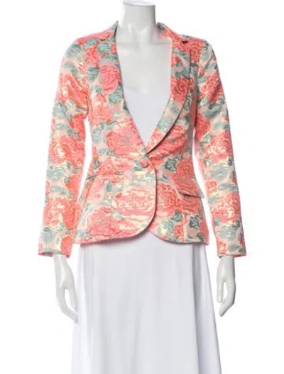 Pre-owned For Love & Lemons Floral Print Blazer In Pink