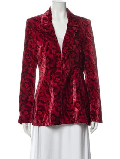 Pre-owned For Love & Lemons Floral Print Blazer In Red