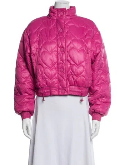 Pre-owned For Love & Lemons Floral Print Bomber Jacket In Pink