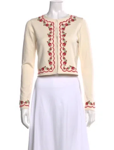 Pre-owned For Love & Lemons Floral Print Crew Neck Sweater In Neutral