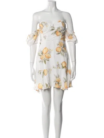 Pre-owned For Love & Lemons Floral Print Dress In White